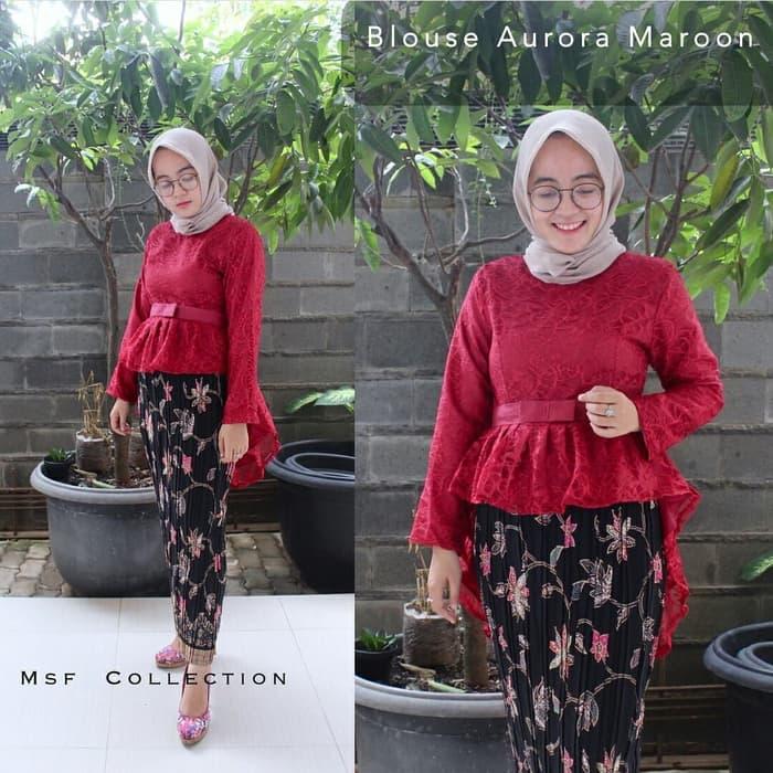 SETELAN KEBAYA MODERN BRUKAT AURORA MERAH MARUN SETELAN BAJU BATIK KEBAYA BRUKAT STYLE MODIS FHASION KEBAYA MURAH