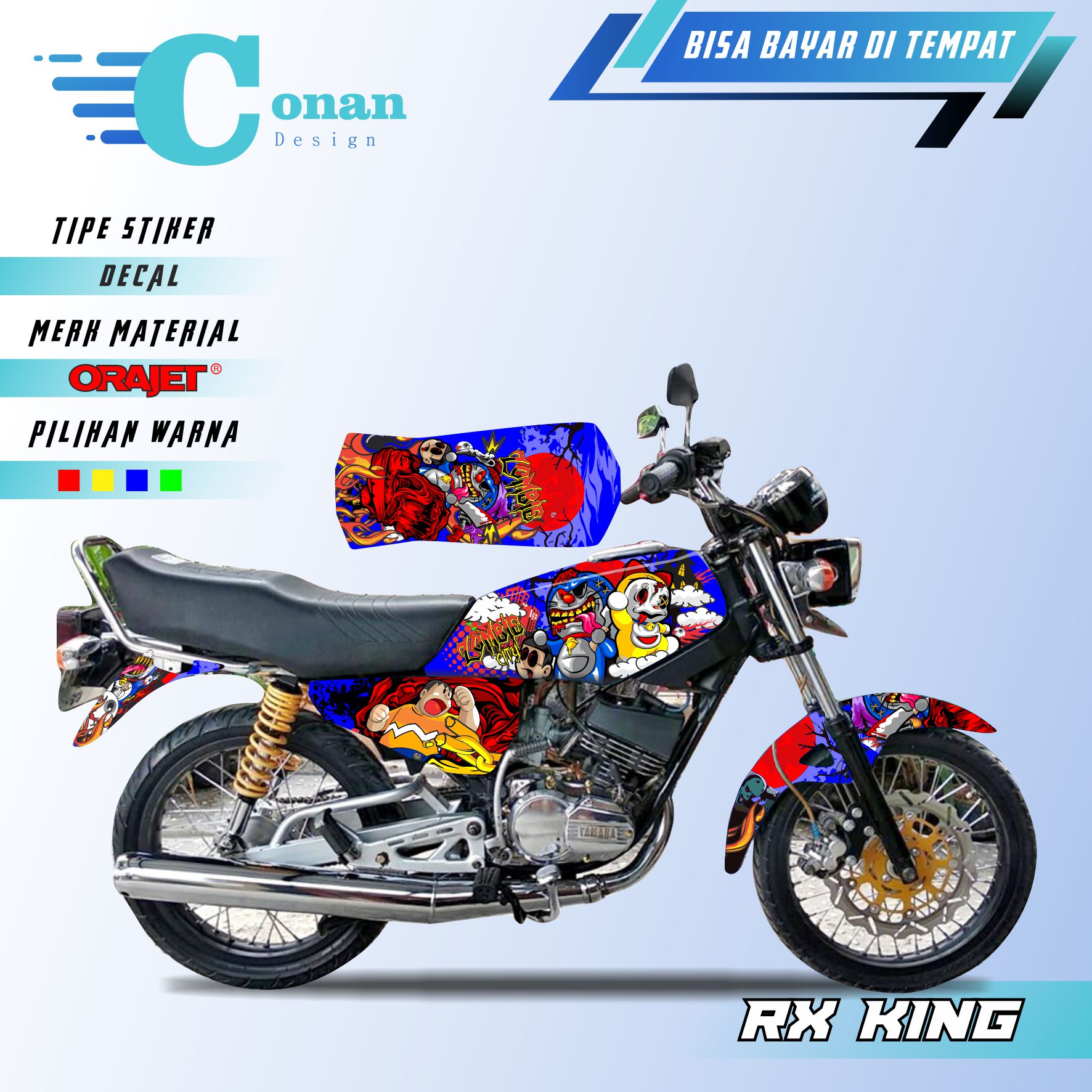 Sticker Variasi Motor Stiker Striping Decal Yamaha RX King Doraemon Zombie Conan Design Sticker Lazada Indonesia