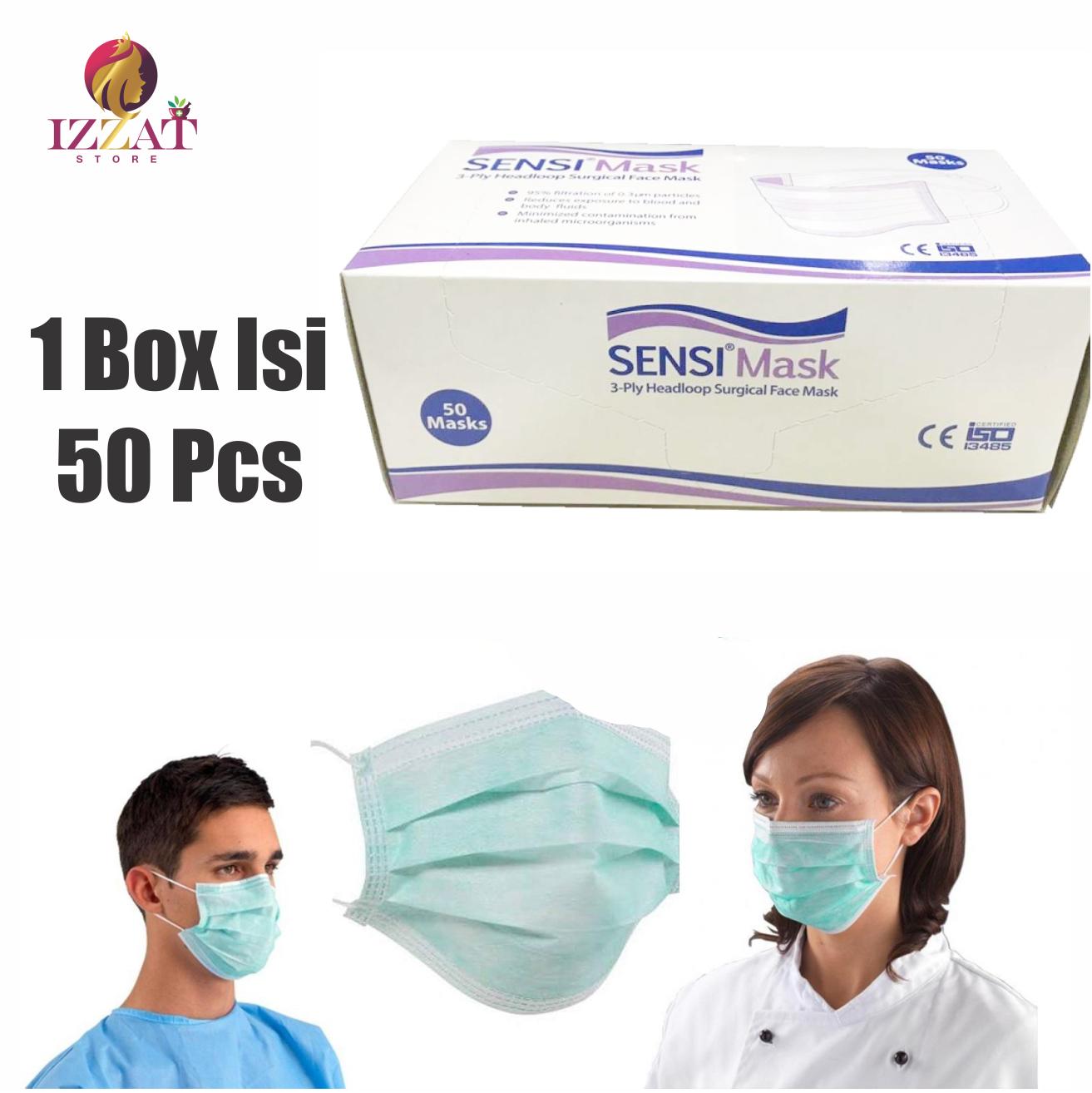 SENSI MASK 3 Ply 50 Sheet Headloop surgical face mask/Masker Hijab
