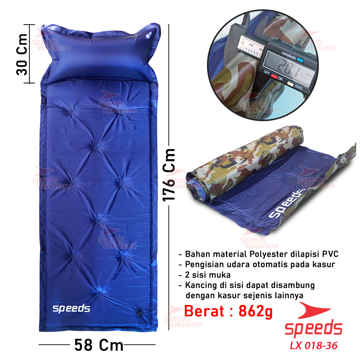 SPEEDS Kasur Tiup Matras Angin Sleeping Pad Kasur Angin Outdoor