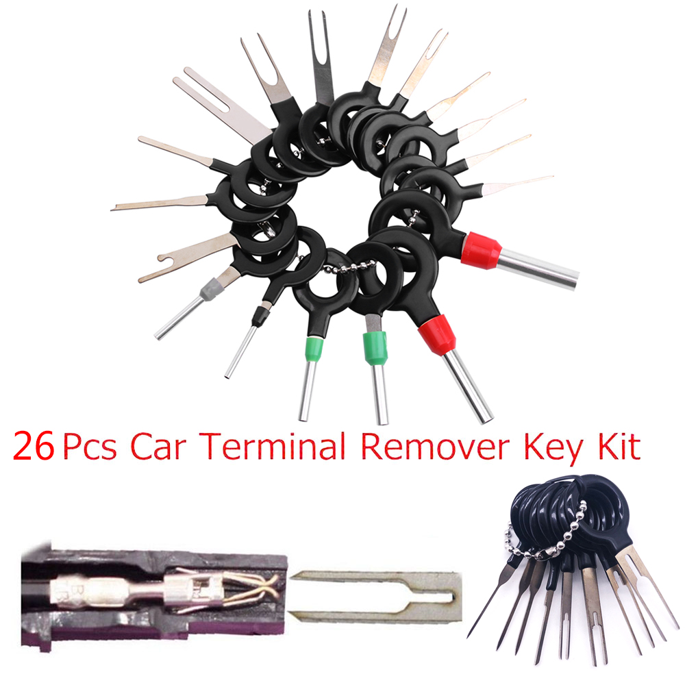 GONGYANG 26Pcs ใหม่ Puller เข็มรถเครื่องมือกำจัดขั้วลวดที่เสียบปลั๊ก Extractor Kit Connector