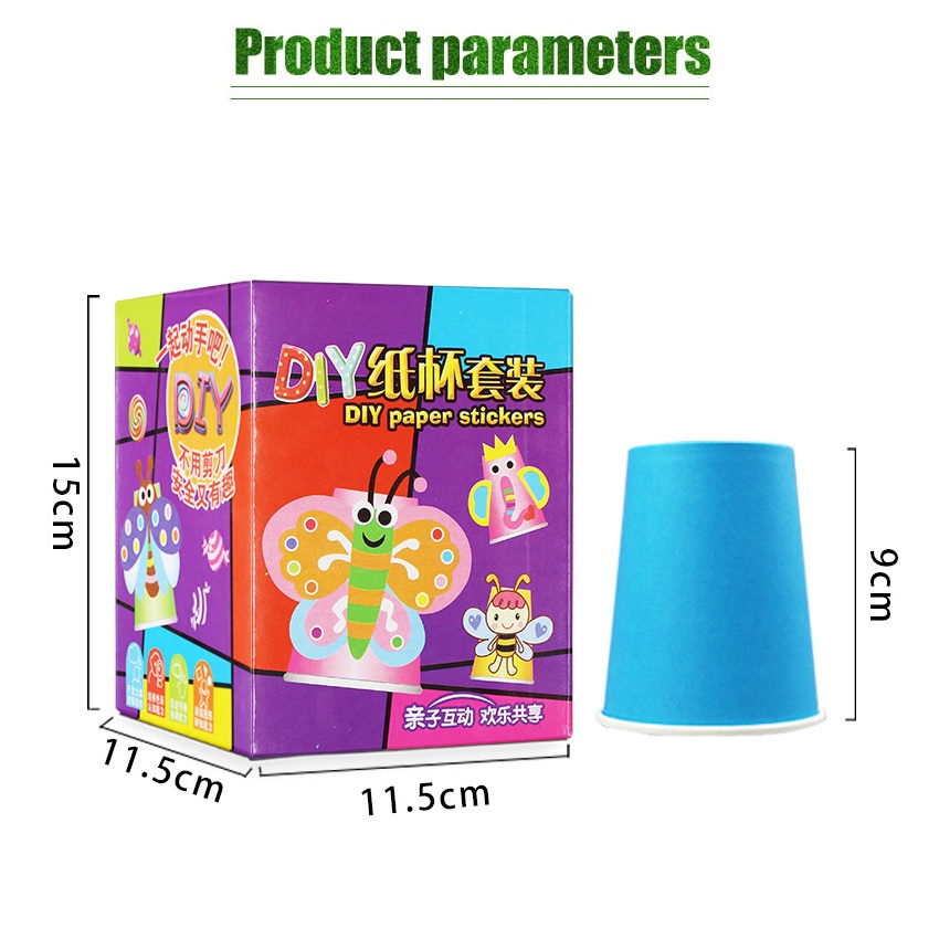 Mainan Anak Diy Paper Cup Kartun Stickers Craft Menghias Box Set Isi 12 ...