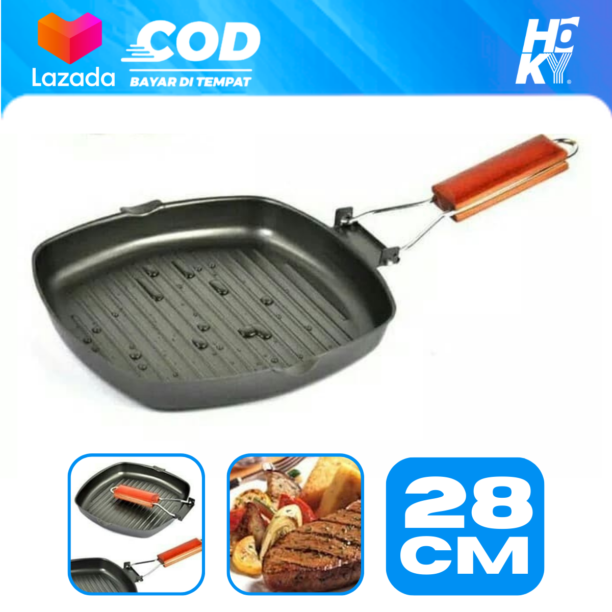 GreenChef Diamond Healthy Ceramic Non-Stick 28 cm Griddle Pan, PFAS-Free, Induction Suitable, Oven Safe up to 160˚C, Black