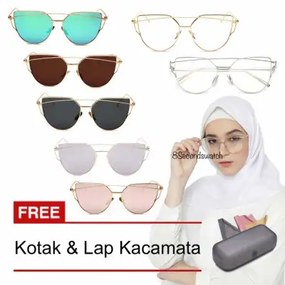 Kacamata UV Anti Radiasi - Fashion Eye Cat Wanita Hijab Korea - Free Kotak & Lap Kacamata - NY