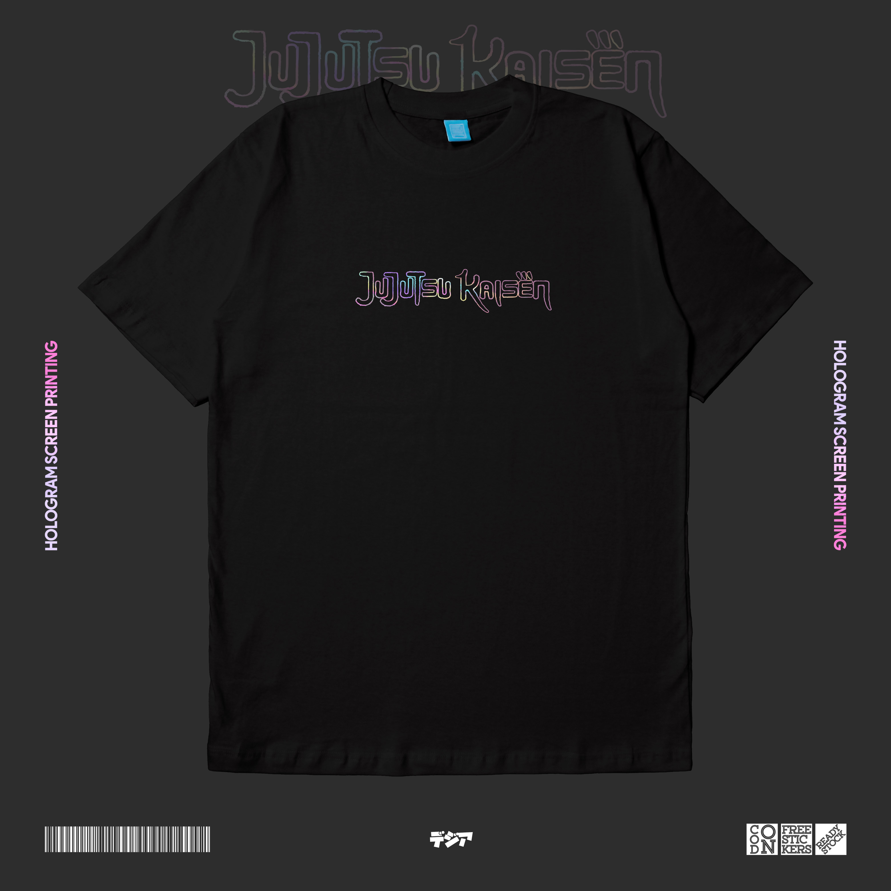 Jujutsu Kaisen Hologram Print Gojo Itadori Nobara Fushiguro Kaos