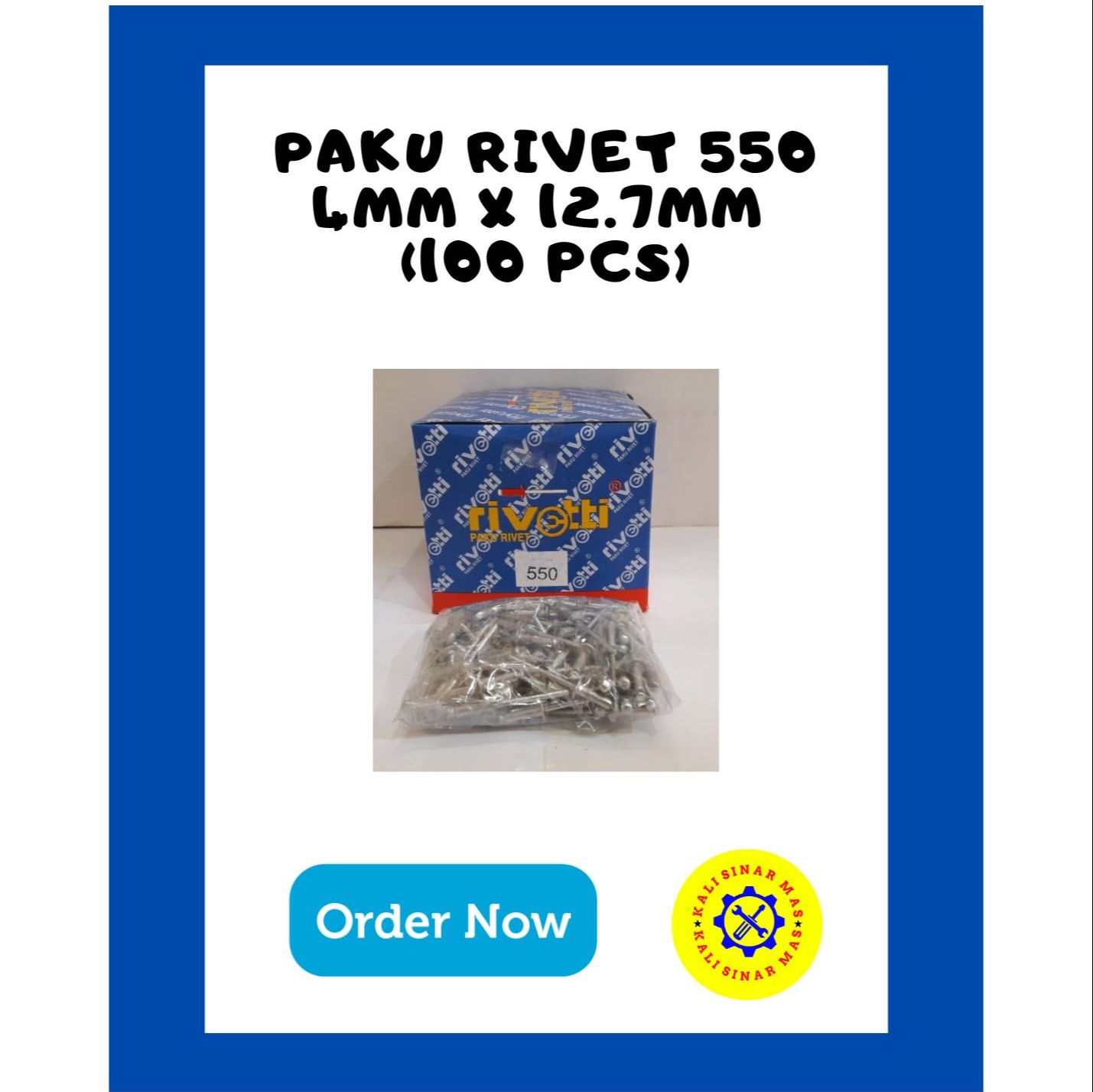 Isi 100 Pcs Paku Rivet Merk Rivetti 550 Ukuran 4mm x 12.7mm | Lazada ...