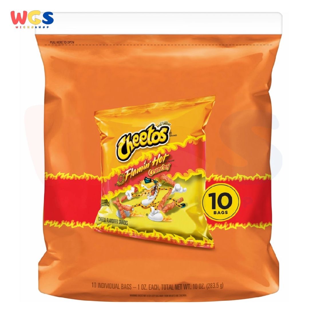 Snack Cheetos Crunchy Flamin Hot Cheese Flavored Snacks 10 Pack 283 5g