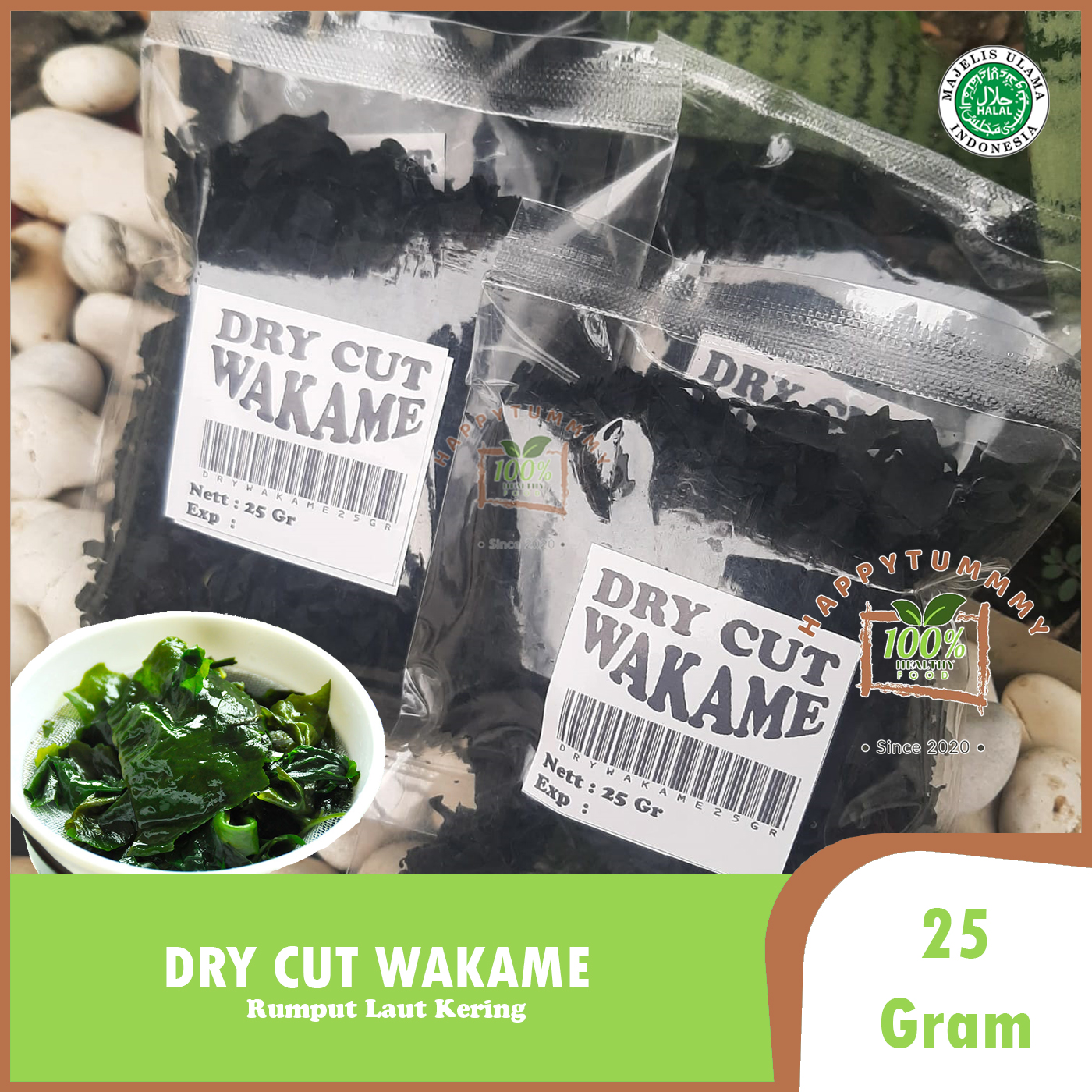 DRY WAKAME 25 GRAM Rumput Laut Kering │Dried Cut Wakame Import untuk