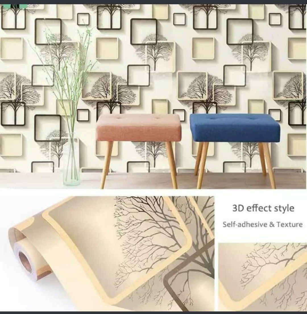 Wallpaper Dinding Kotak Sticker Dinding Kotak Krem Lazada Indonesia