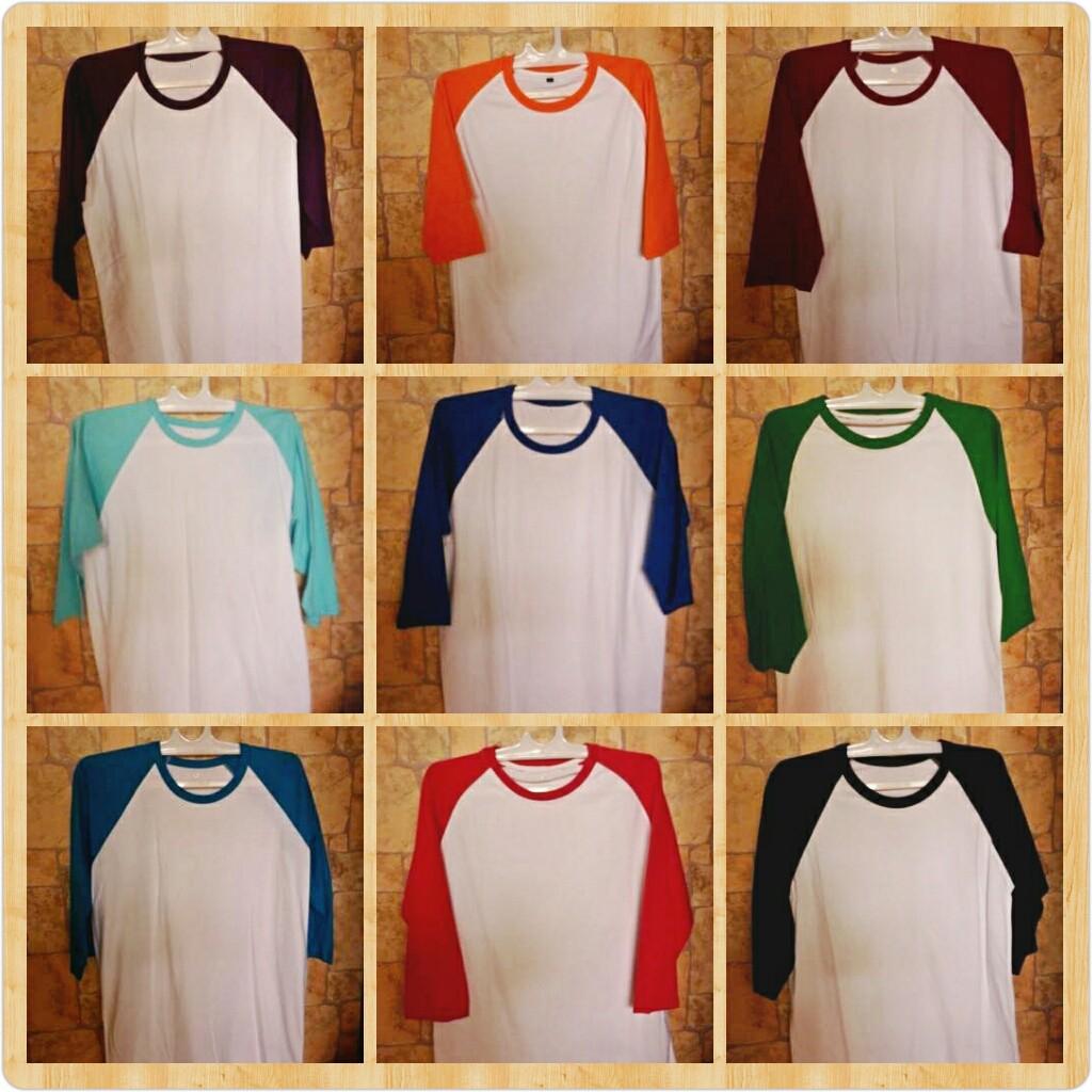 KAOS RAGLAN COTTON COMBED 30S LENGAN 3/4 KOMBINASI PUTIH LENGAN VARIASI ( BANYAK WARNA )PUTIH - HIJAU FUJI () (PUTIH - HIJAU FUJI)