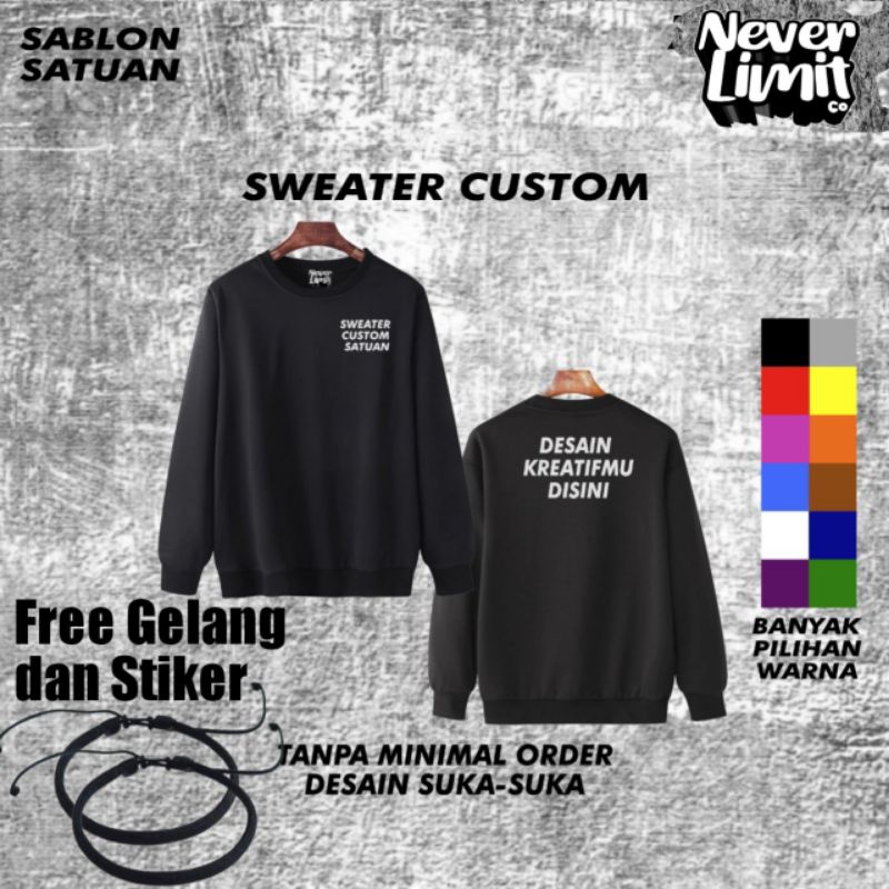 Custom sweater hoodie sablon bebas satuan High Quality bahan tebal