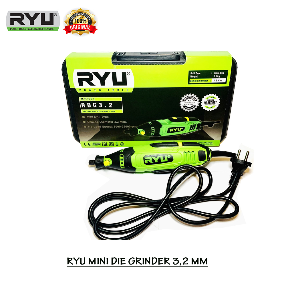 RYU RDG3.2 Mini Die Grinder Set 40 Pcs Mata Tuner Dan Kabel Flexible