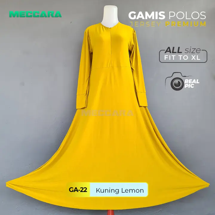Baju Gamis Polos Bahan Jersey Premium Warna Lemon Lazada Indonesia