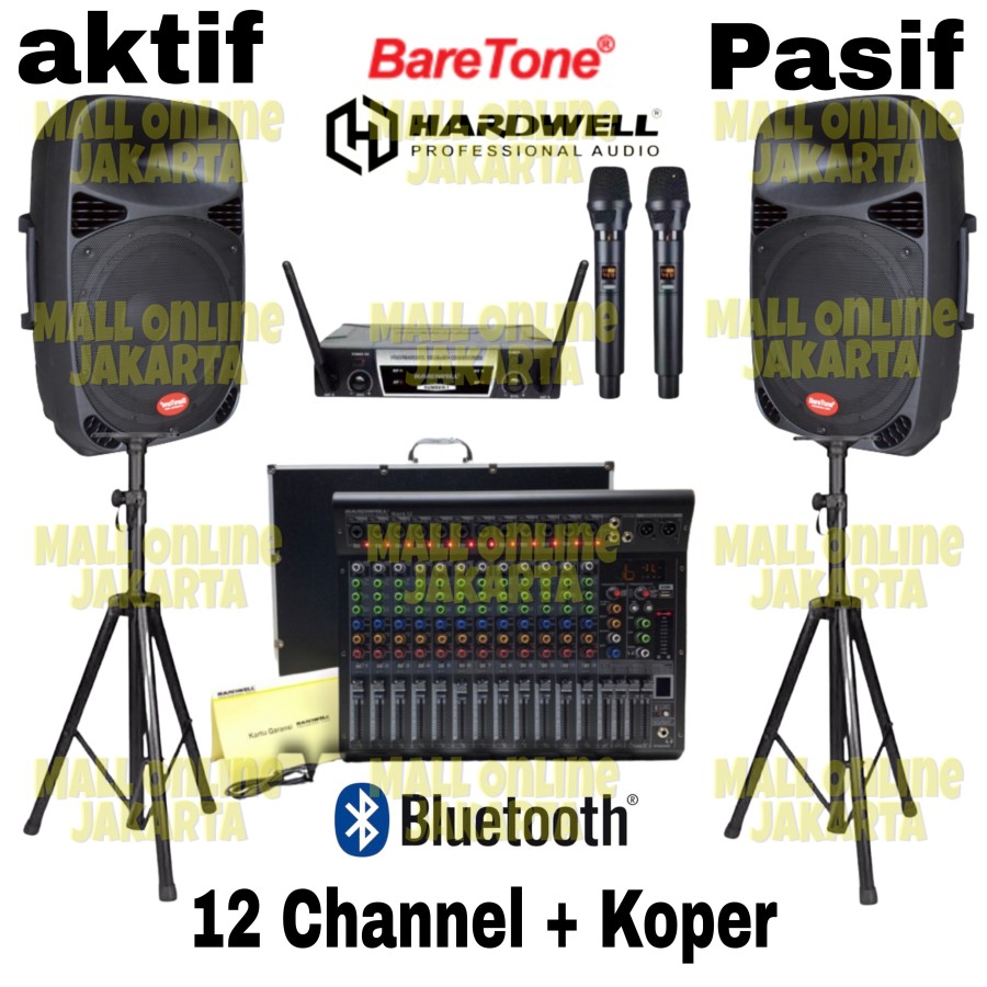 Paket Speaker aktif pasif Baretone 15 inch mixer 12 channel outdoor Lazada Indonesia
