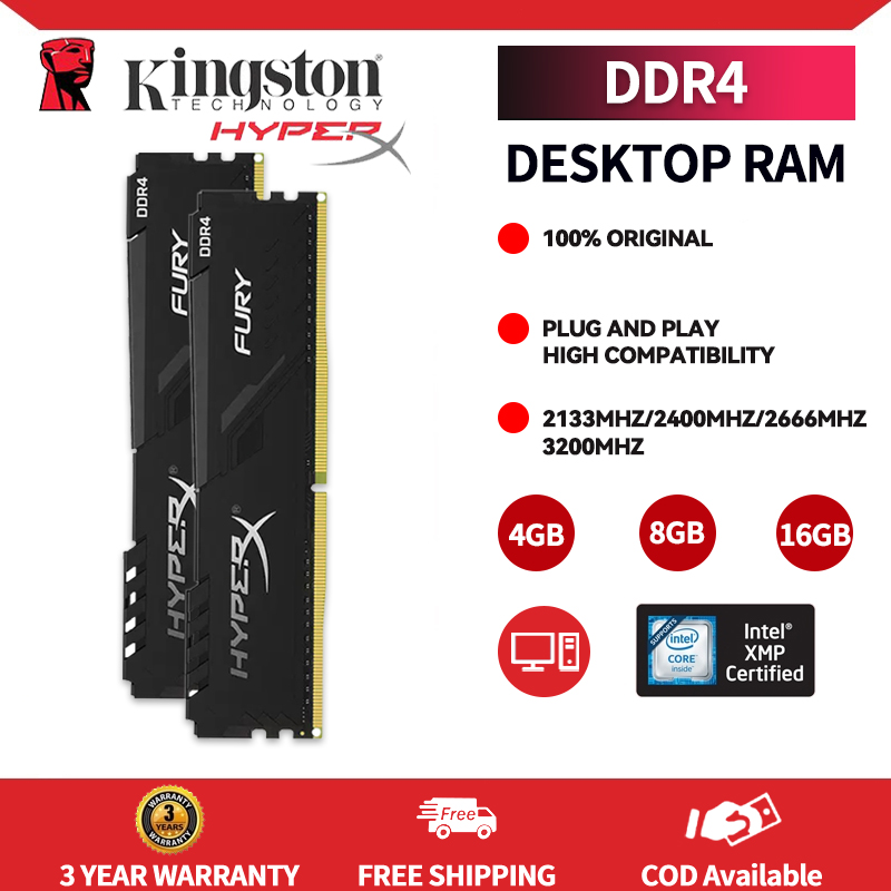 Pengiriman 24 Jam Lokal】 RAM KINGSTON HYPERX FURY DDR4 4GB 8GB