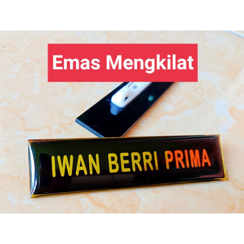 Name Tag Warna Emas Gold Mengkilat DASAR HITAM #Name Tag Terlengkap # ...