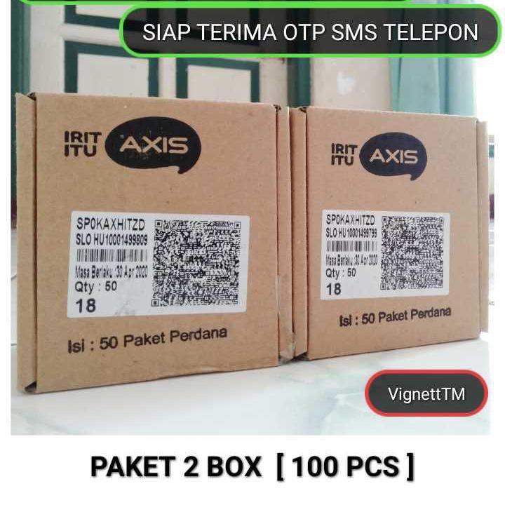 Perdana Axis 0,- Pulsa / 2 Box isi 100 Pcs / OTP