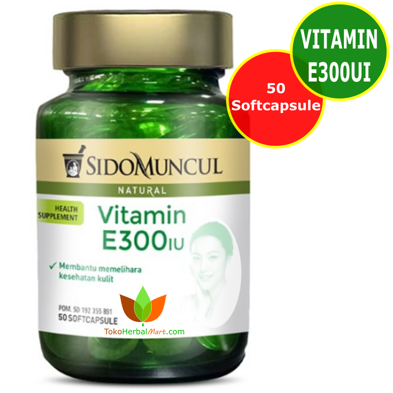 VITAMIN E 300 IU SIDOMUNCUL NATURAL 50 KAPSUL SOFTCAPSULE, VIT E300IU SIDO MUNCUL E300 IU UNTUK