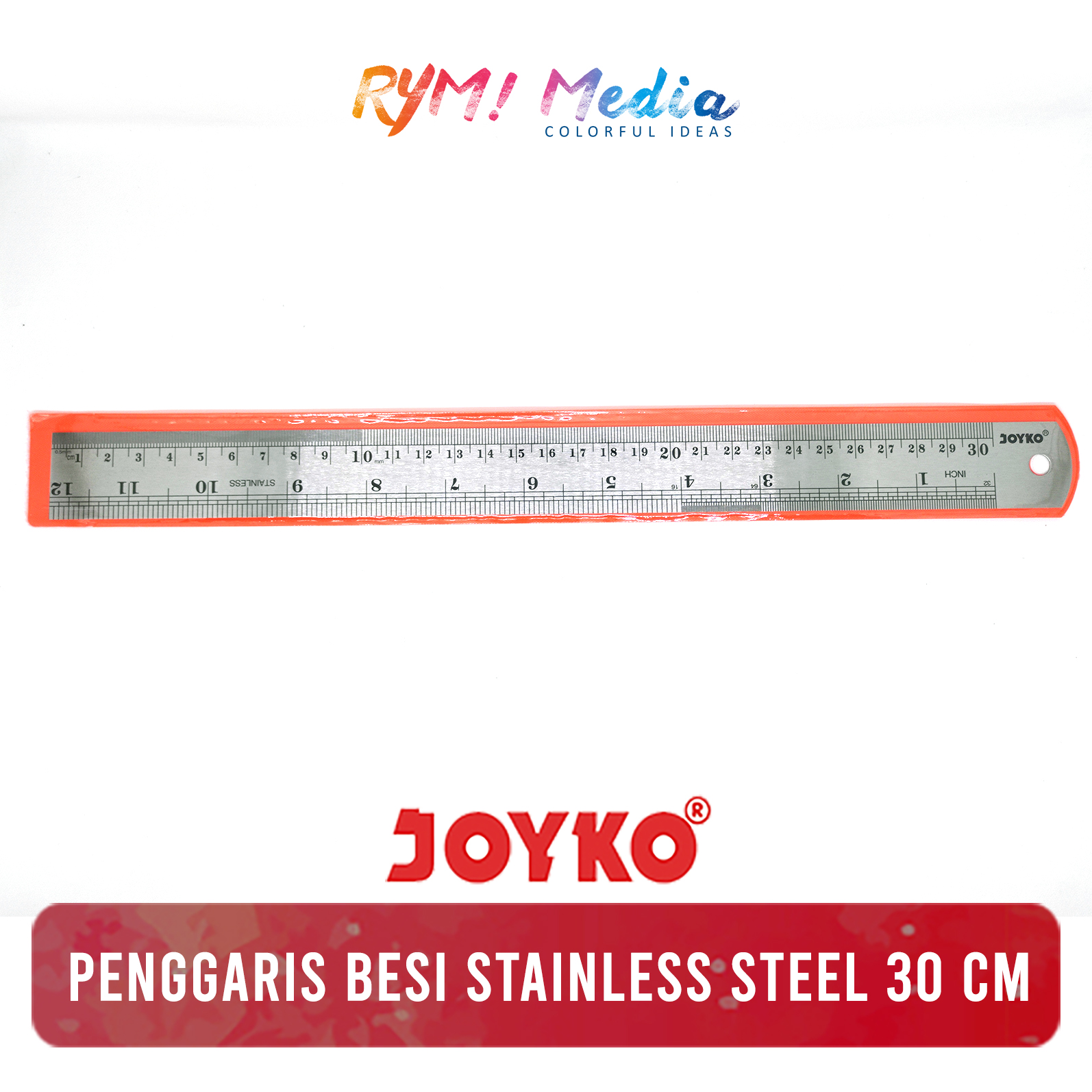 JOYKO Penggaris Besi 30 Cm Stainless Steel Ruler Panjang 30cm 1 Pcs 