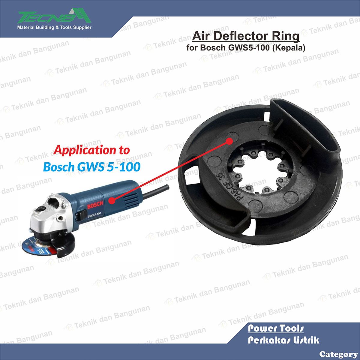 Kepala Body Air Deflector Ring untuk Mesin Gerinda Bosch GWS 5100 ABD