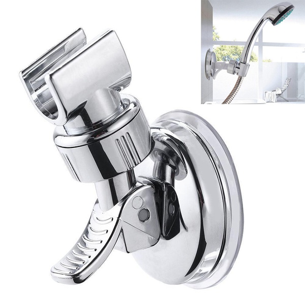 Adjustable Shower Head Holder Bathroom Chrome Wall Mount Strong Suction Handheld Shower Bracket