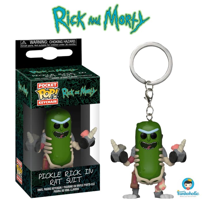 pickle rick pop keychain