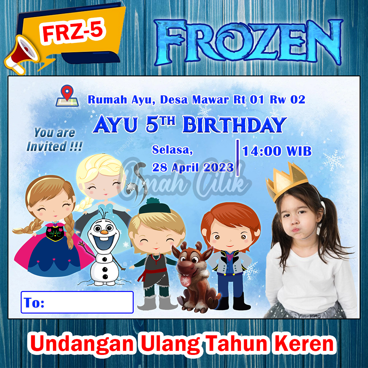 UNDANGAN ULANG TAHUN KARAKTER FROZEN/UNDANGAN ULANG TAHUN ANAK / KARTUN