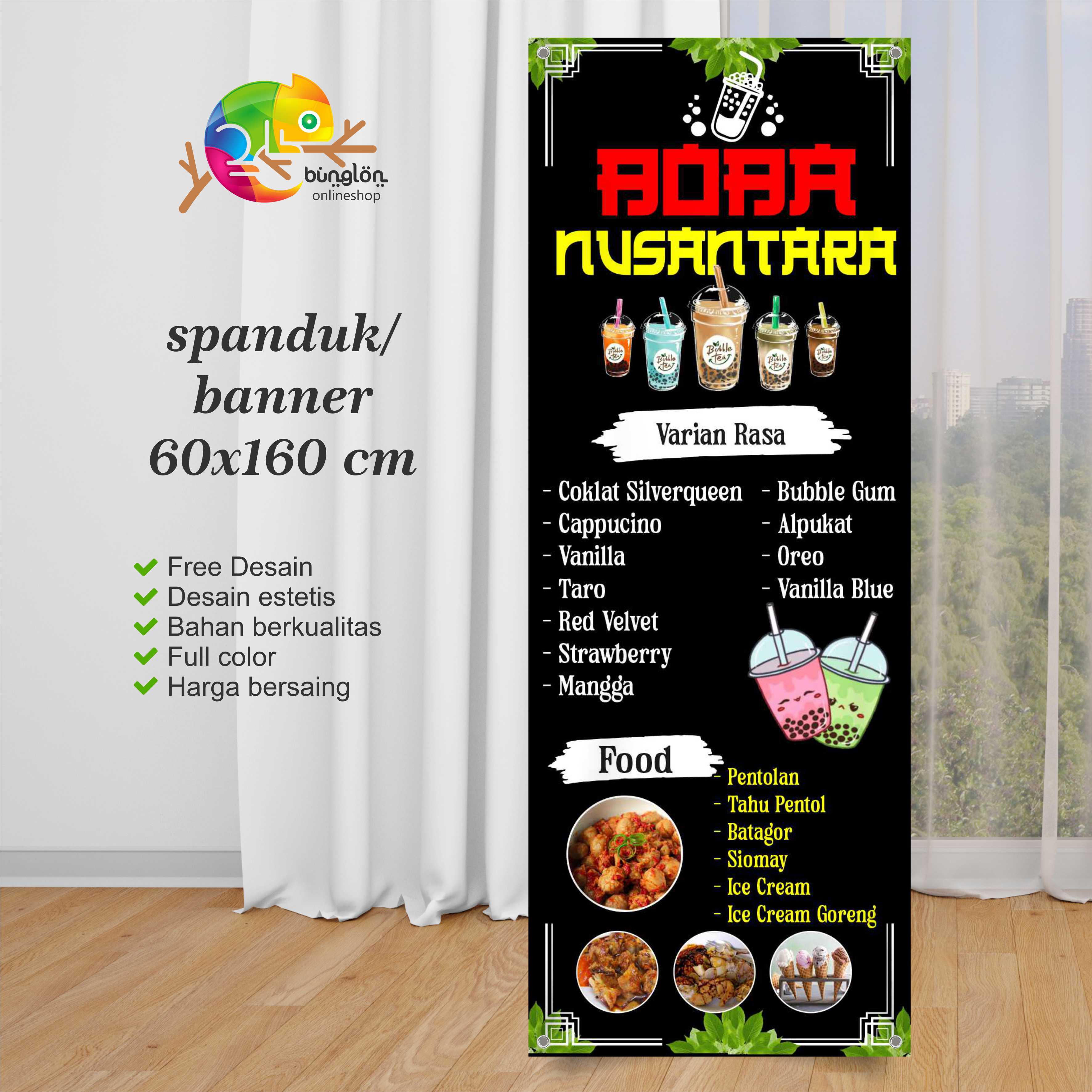 Spanduk 60x160 Banner Minuman Boba Varian Custom Desain | Lazada Indonesia