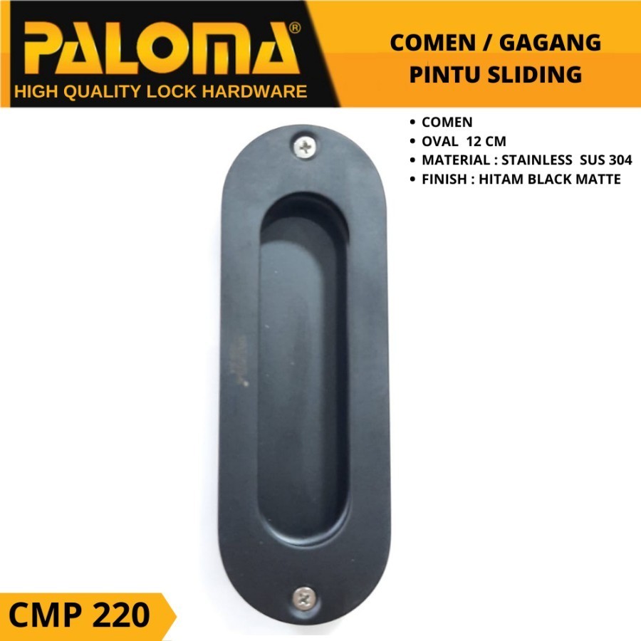 PALOMA CMP 220 COMEN GAGANG PINTU SLIDING OVAL 12 CM HITAM BLACK MATTE PALOMA CMP 220 COMEN GAGANG PINTU SLIDING OVAL 12 CM HITAM BLACK MATTE