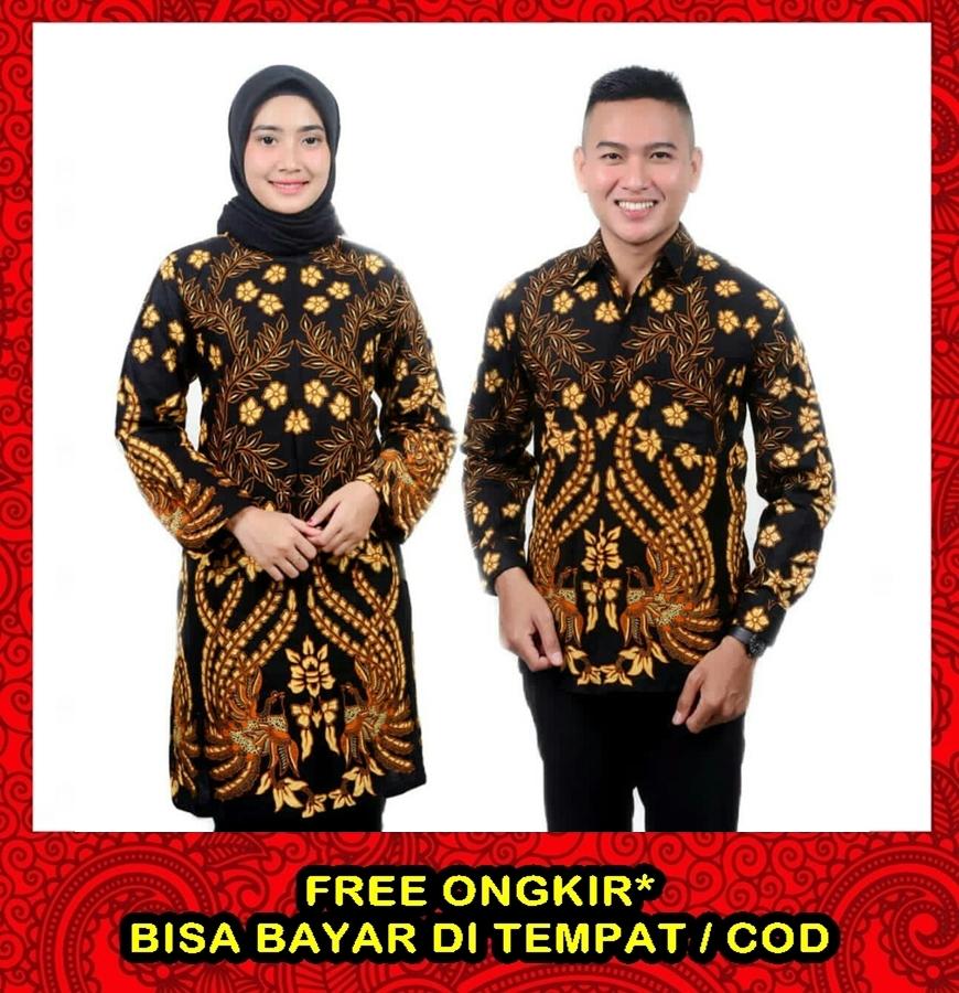 Baju Batik Couple Pasangan Tunik Modern Kombinasi Modern / Baju Batik Tunik Atasan Wanita Kerja / Baju Batik Dress Wanita / Baju Batik Atasan Wanita Terbaru / Azka Batik