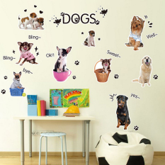 Anjing Keluarga Mengobrol Huruf Inggris Greetings Wall Decal Home Sticker PVC Mural Vinyl Kertas Rumah Dekorasi Wallpaper Ruang Tamu Kamar Tidur Kitchen Art Picture DIY untuk Anak Remaja Remaja Dewasa Anak-Intl