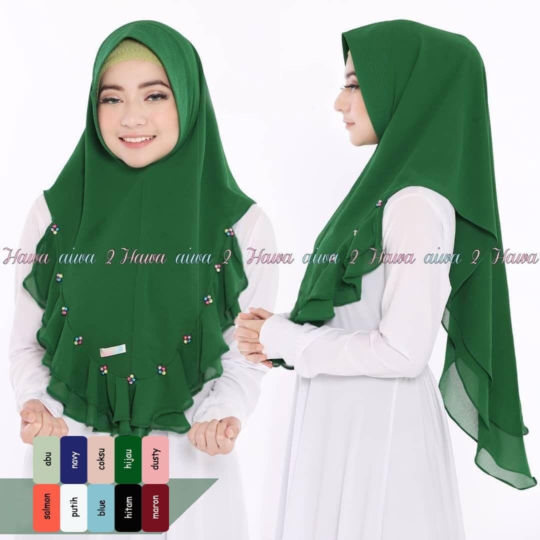 Khimar Mutiara Rusda Mutiara Series Hijau khimar bergo / termurah jilbab / hijabers / jilbab khimar terbaru