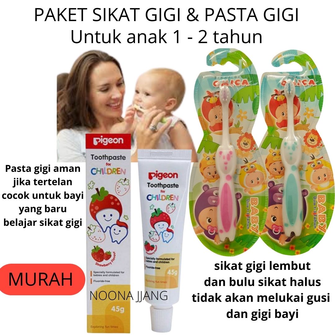 Paket Sikat Gigi Pasta Gigi Bayi Dan Anak 1 2 Tahun Aman Jika Tertelan Murah Cod Lazada Indonesia