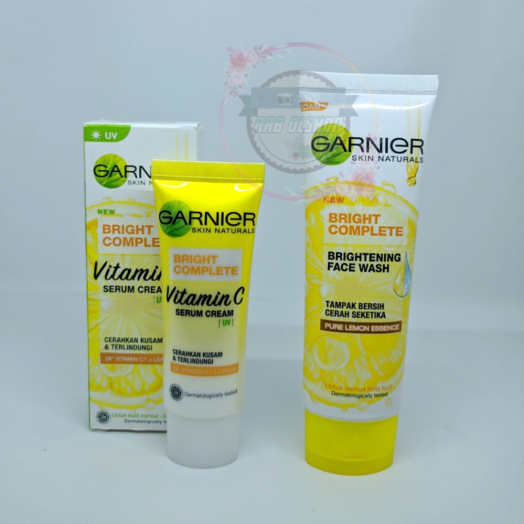 PAKET GARNIER 2 IN 1 Bright Complete Vitamin C Serum Cream 20ml