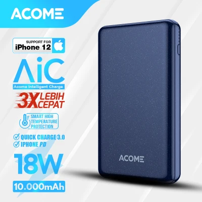 ACOME Powerbank 10000mAh 18W Fast Charging PD QC3.0 Smart High Temperature Protection Glossy AP105S