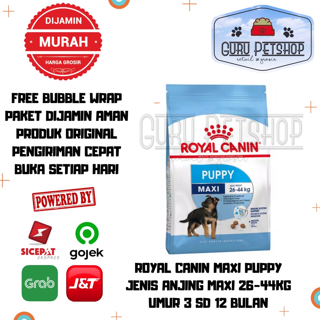 Royal Canin Maxi Puppy 4kg Makanan Anjing Maxi Berat 26-44kg Dog