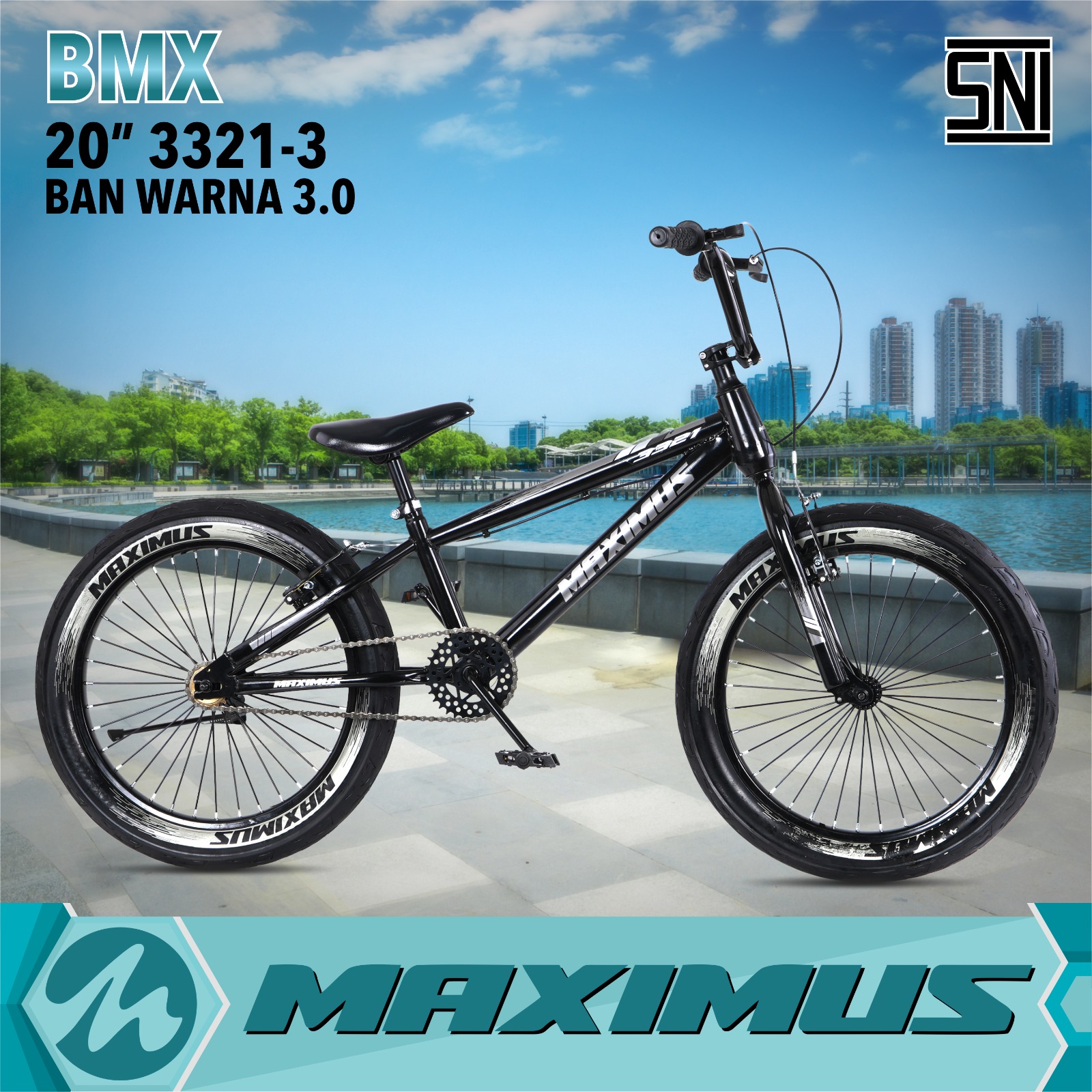 Sepeda BMX Maximus 3321-1 Ban Jumbo 20 inch Sepeda Bmx Warna Hitam