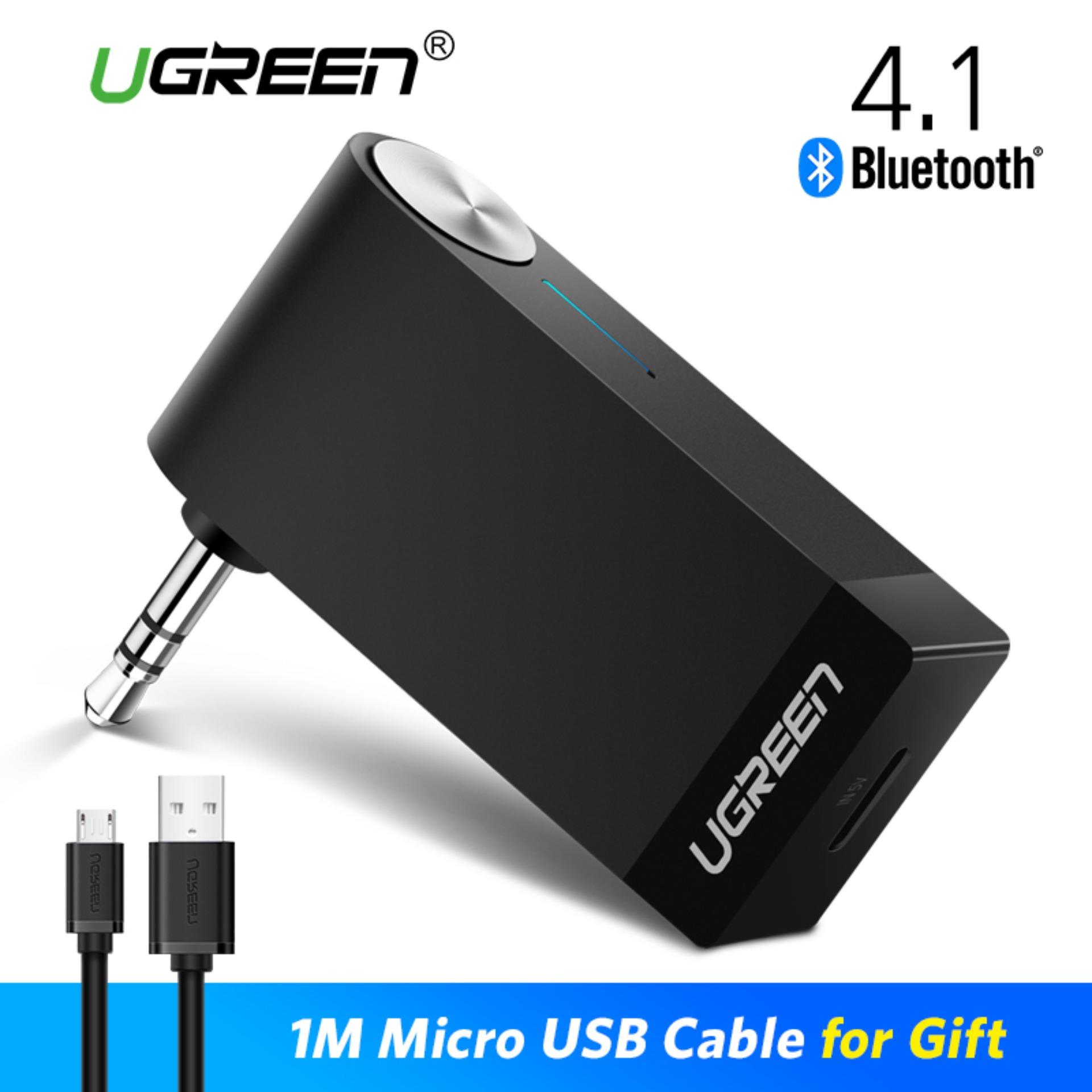 UGREEN Bluetooth Receiver V4.1 3.5mm Aux Bluetooth Audio Receiver Audio Music Car Receiver Bluetooth Car Speaker, with Microphone For PC Speakers, Car&Home Stereo Sound System And A/V receivers