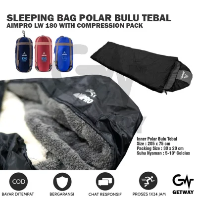 Sleeping Bag Polar Bulu Aimpro - Kantung tidur - Kantong tidur - selimut gunung -selimut camping - Sleeping Bag Bulu Tebal Ultralight with Compression Pack
