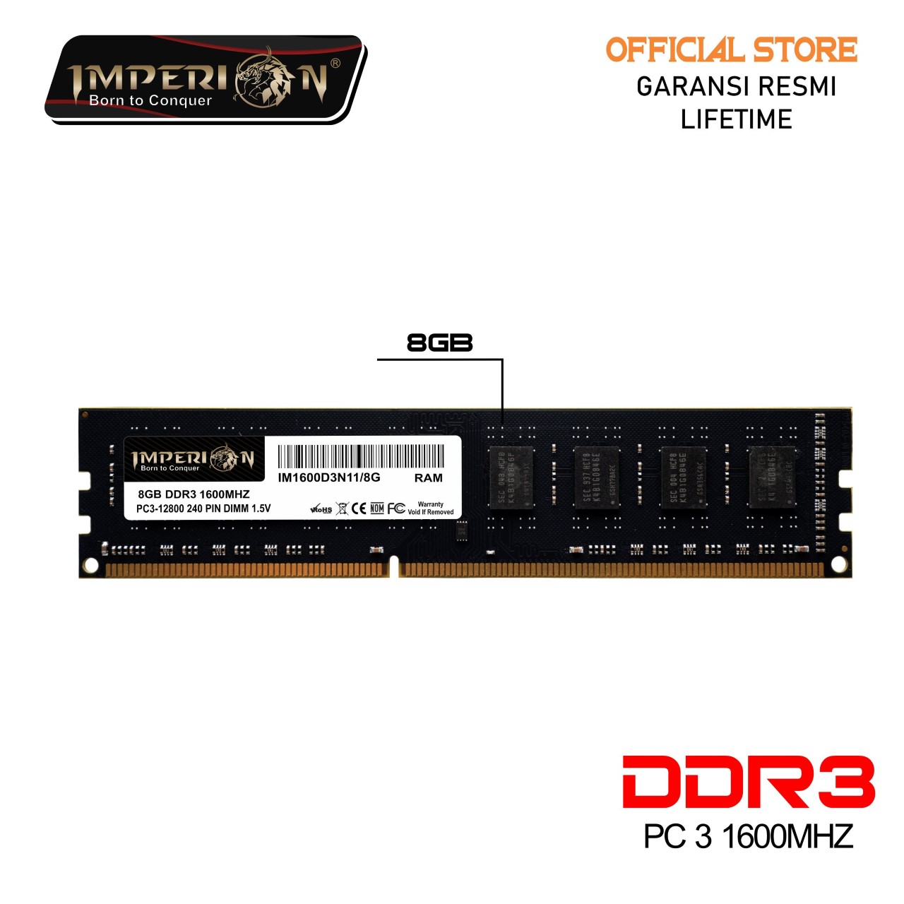 RAM IMPERION DDR3 8GB 1600 MHz PC12800 RAM PC LONGDIMM (102) Ram