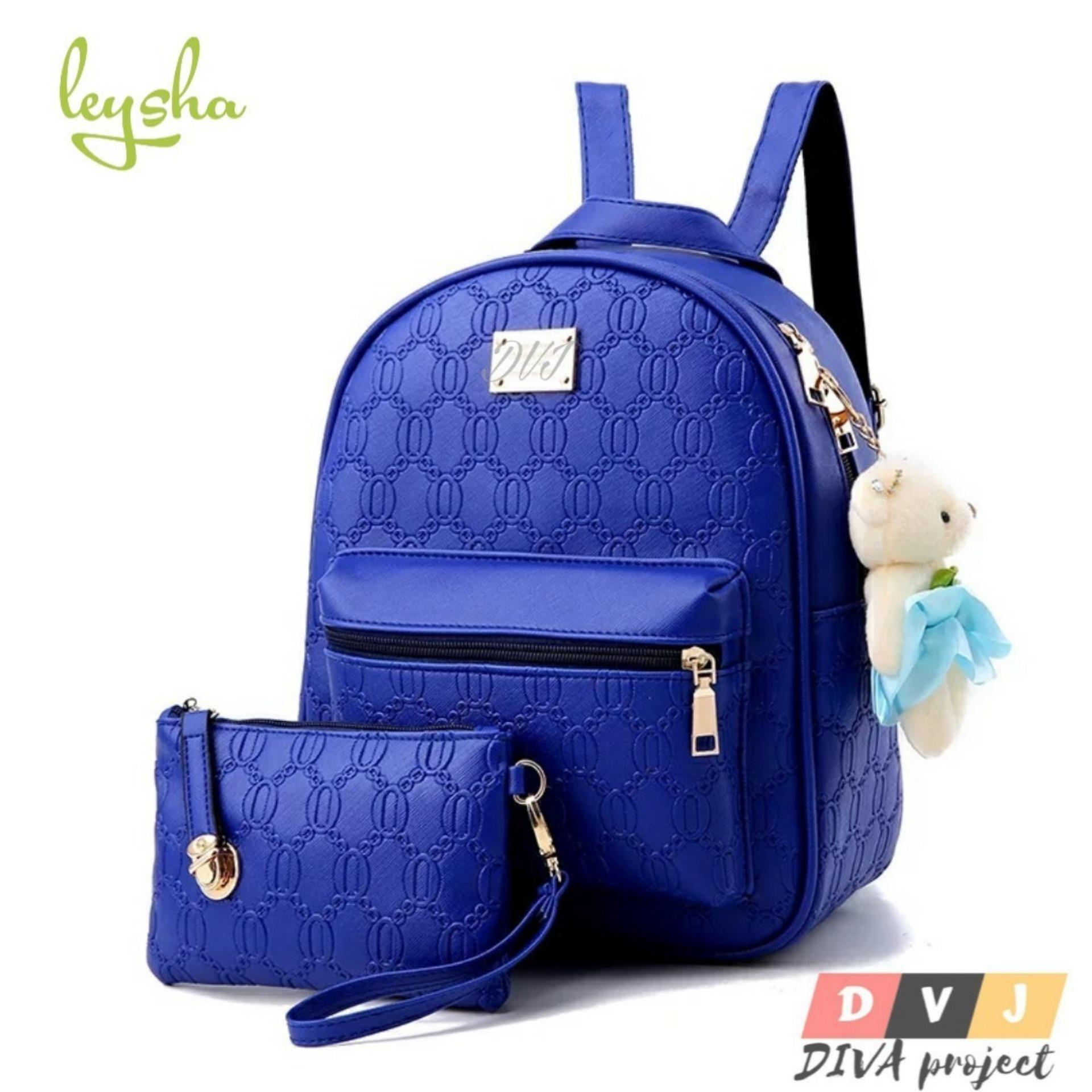 Tas Ransel SET 2 IN 1 Wanita Korea style Elegan LEYSHA/Backpack Fashion Wanita/