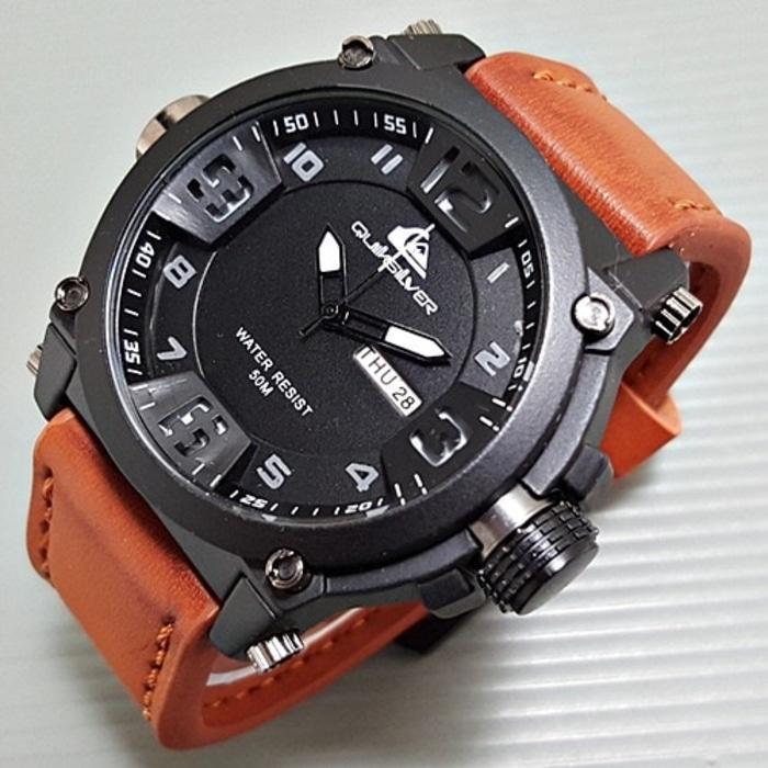 Bisa Bayar di tempat (COD) Jam Tangan Quiksilver Outdoorwatch - Jam Tangan Sport / Kasual Pria - Genuine Leather Strap / Tali Kulit Tanggal dan Hari Aktif