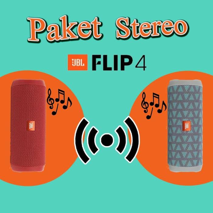 Paket Stereo Speaker Bluetooth JBL Flip 4 (OEM A+++) 2pcs - ready stock