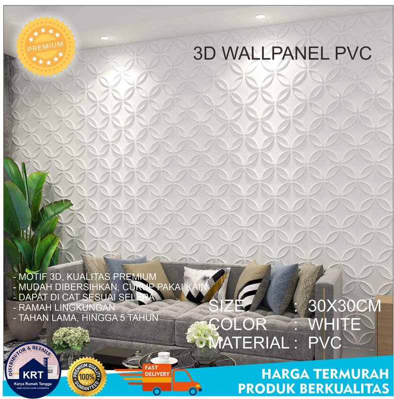 3D WALLPANEL PVC 30cm x 30cm Wallpaper Dinding PVC Motif Limas Ornamen