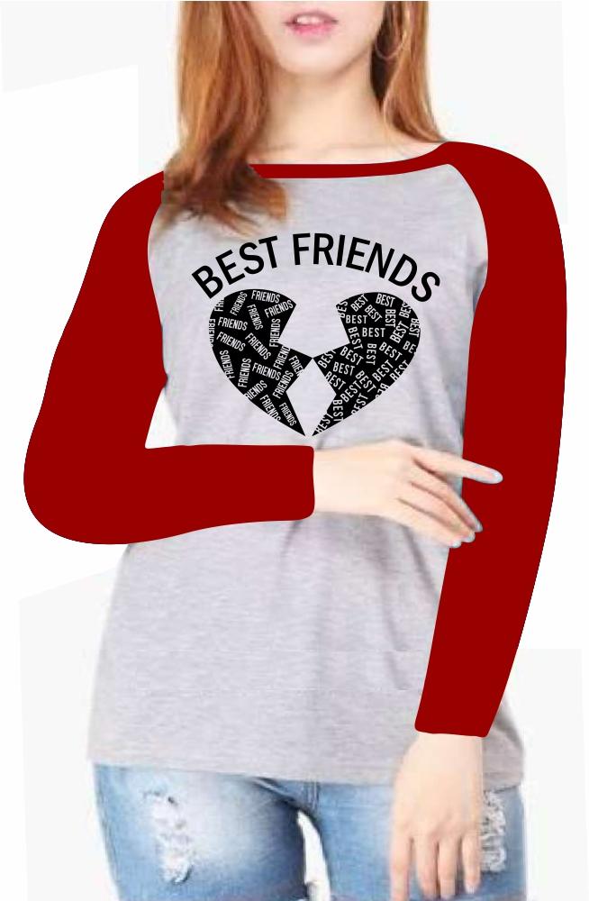 MIRAFARZANASHOP-Kaos Atasan Wanita Lengan Panjang ( BEST FRIENDS ) Kaos Wanita/ Kaos Cewek/ Kaos Oblong/ Baju Kaos Tshirt/ Tshirt wanita/ Tshirt cewek/ Tshirt Oblong/ Baju Ragaln Lengan Panjang/ Kaos Raglan Lengan Panjang/ Baju Wanita/ Baju Cewek/ Baju Ts