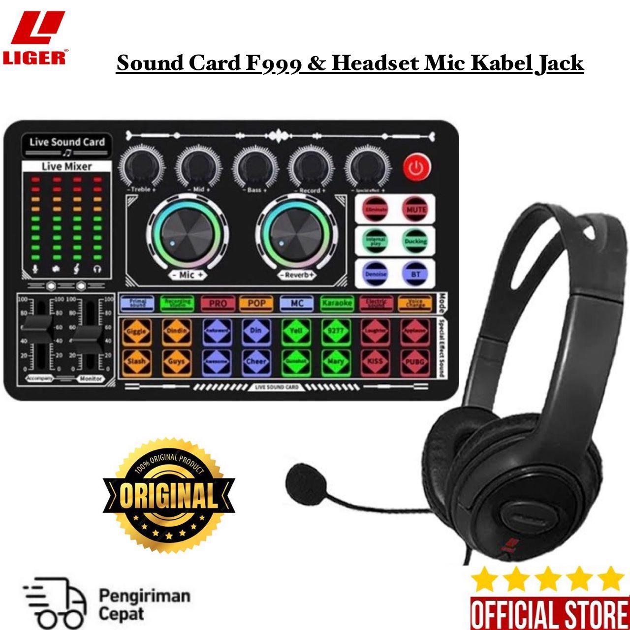 LIGER - Soundcard F999 Full Set + Headset X10 Microphone paket lengkap ...