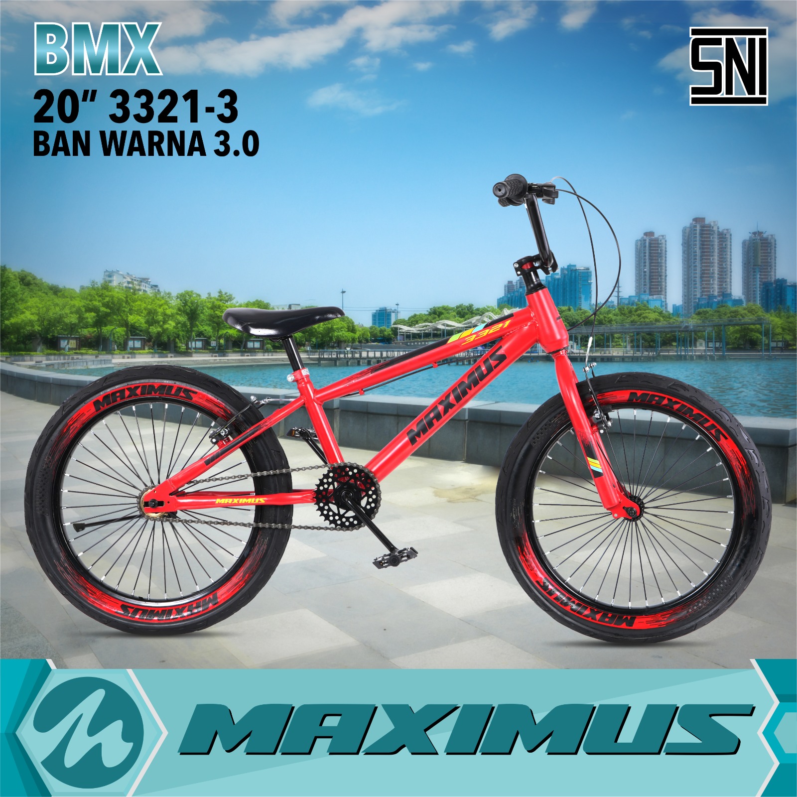 Sepeda BMX Maximus 3321-1 Ban Jumbo 20 inch Sepeda Bmx Warna Hitam