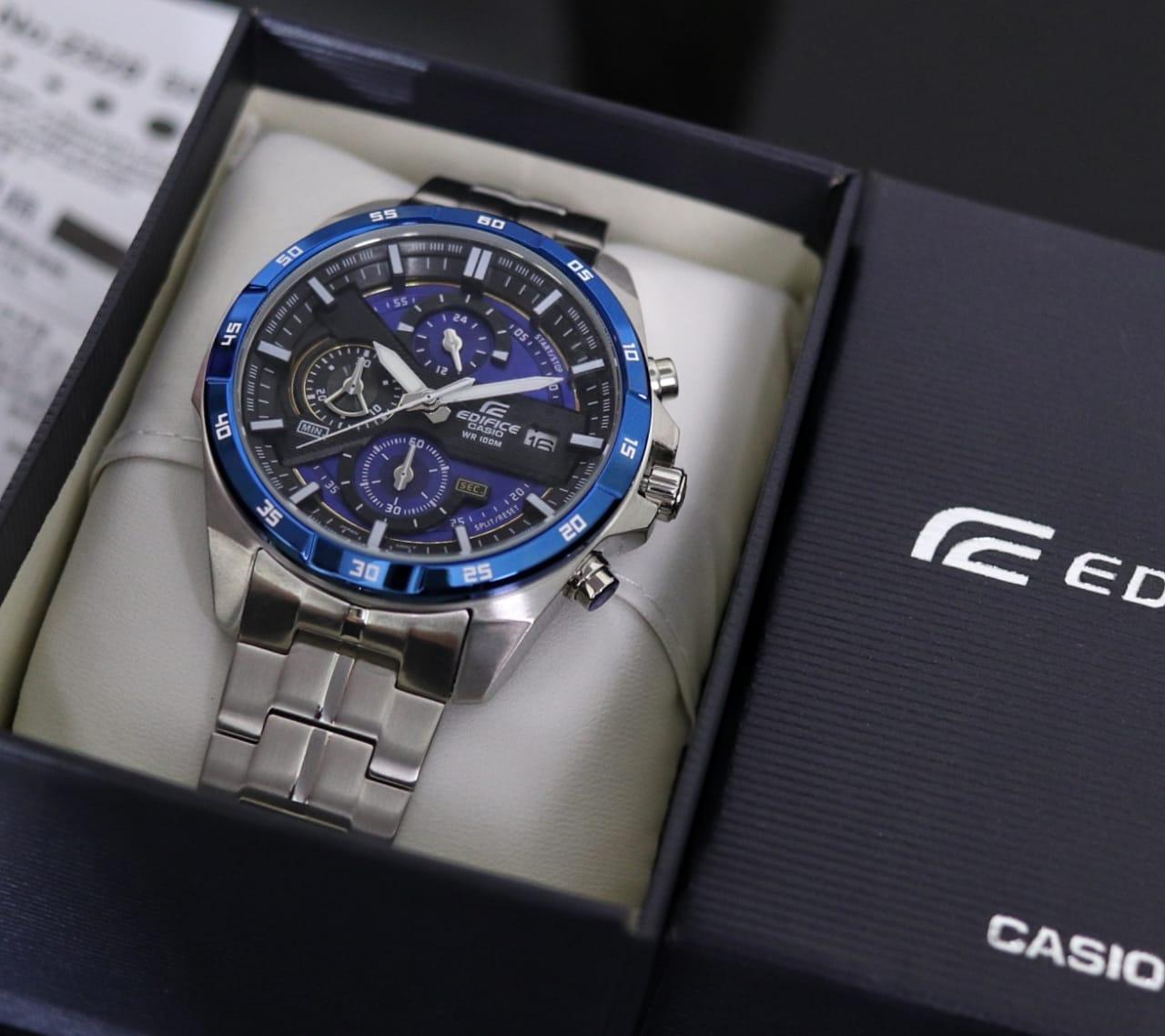 S7S- EDFC EFR556- JAM TANGAN PRIA / JAM TANGAN FASHION PRIA / FASHION PRIA / JAM TANGAN PRIA ORIGINAL / EDIFICE EFR556- ( ORIGINAL ) TRIPLE TIME ANALOG CRONO ON DIAL 4,5CM TANGGAL AKTIF TALI RANTAI SILVER LIMITED EDITION ORIGINAL