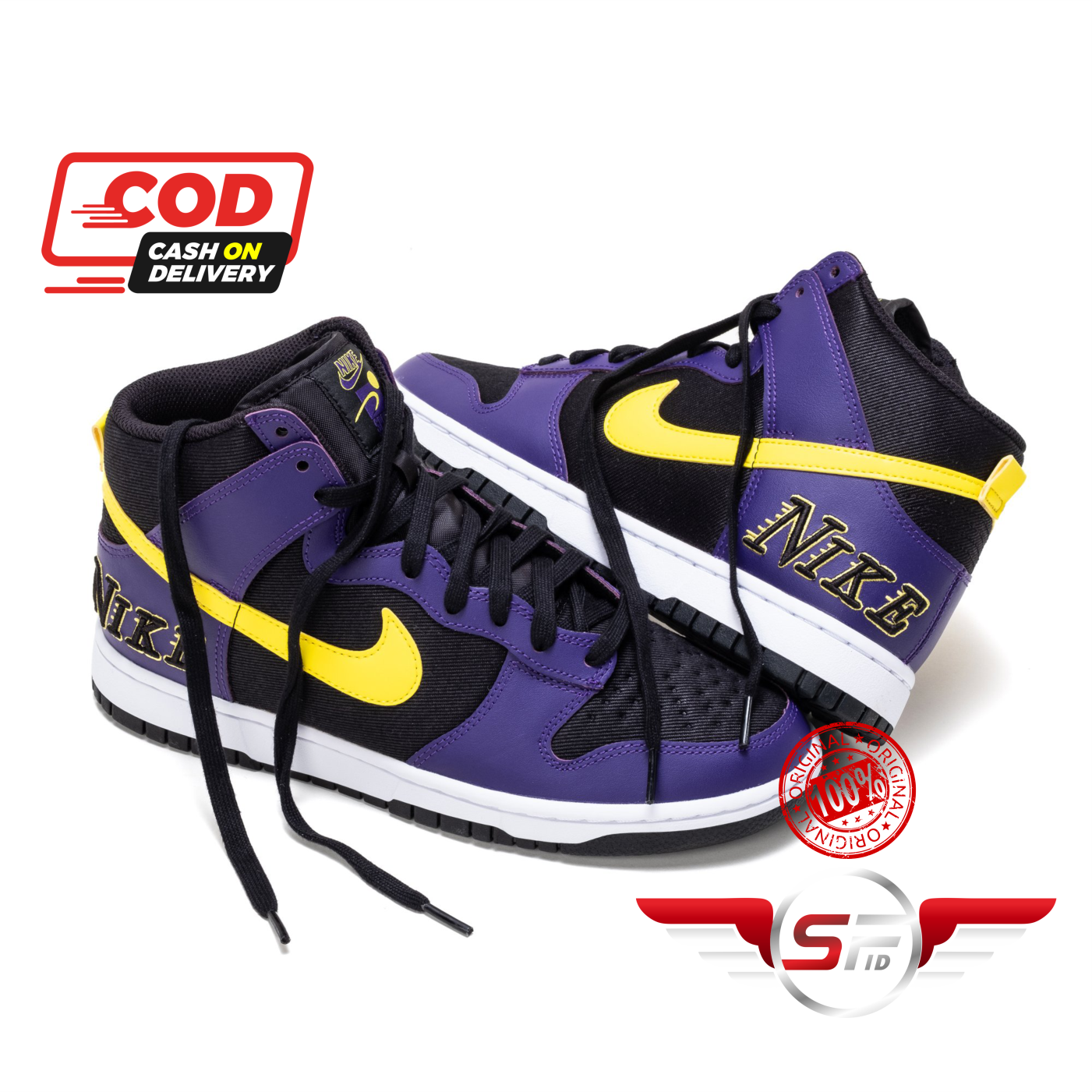 NIKE DUNK HIGH EMB LAKERS 100% ORI 