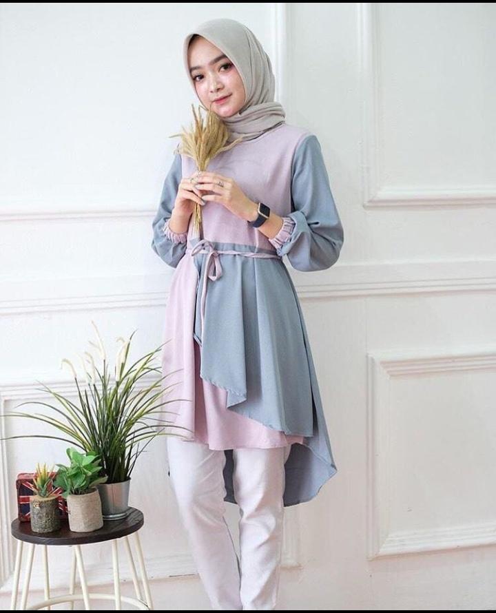 Baju Original Blus Inaka Tunik Mosscrepe Panjang Blouse Hijab Tunic Modern Fashion Baju Wanita Atasan Kerja Trendy Modis Pakaian Casual Lengan Panjang Terbaru